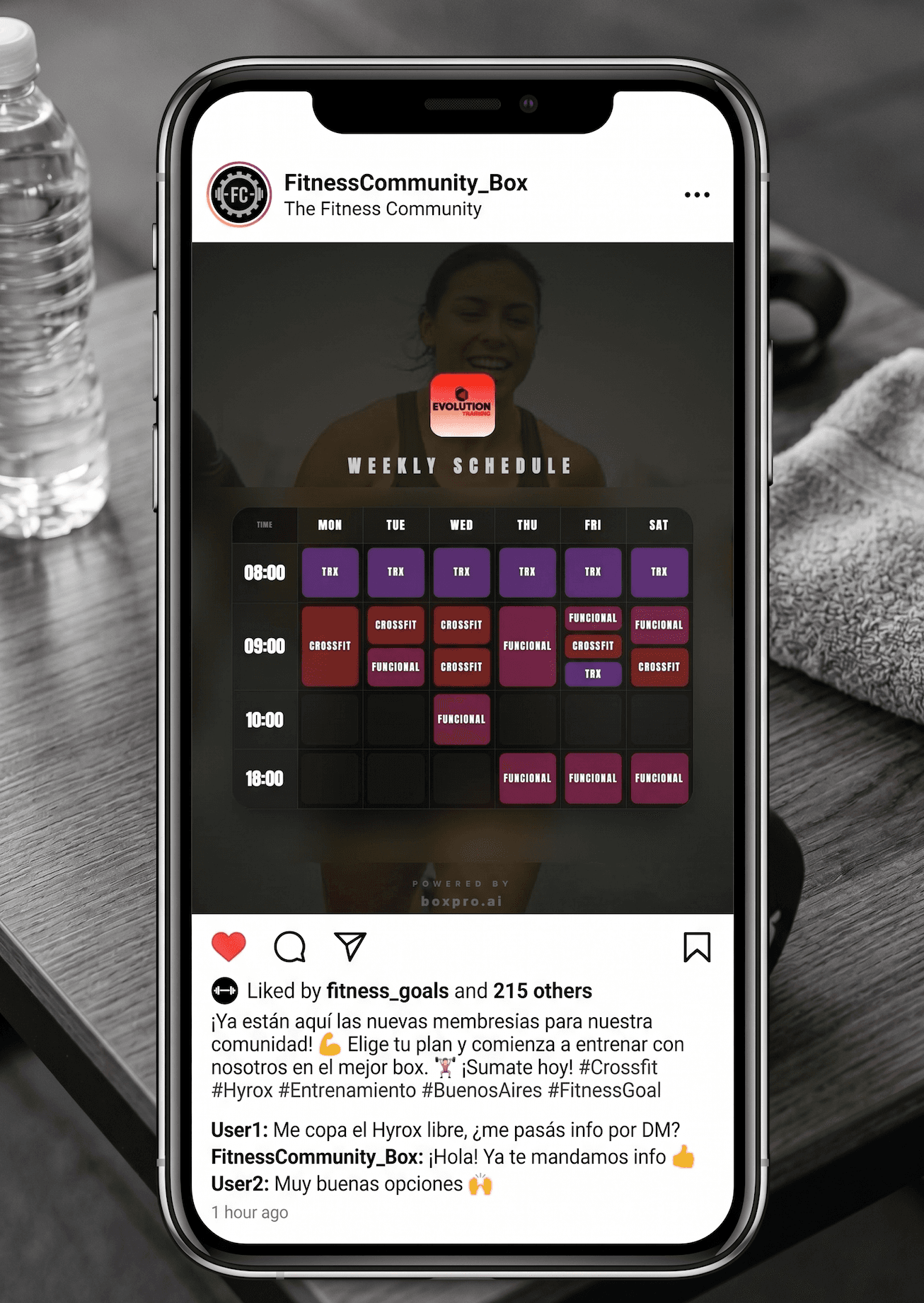 Instagram post generated from the class schedule
